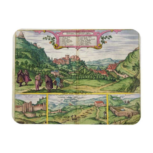 View of the Alhambra, from 'Civitates Orbis Terrar Magnet (Horizontal)