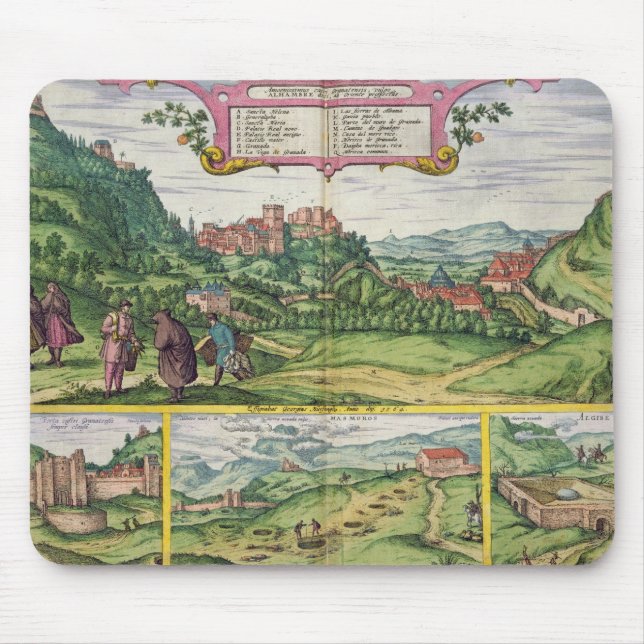 View of the Alhambra, from 'Civitates Orbis Terrar Mouse Pad (Front)