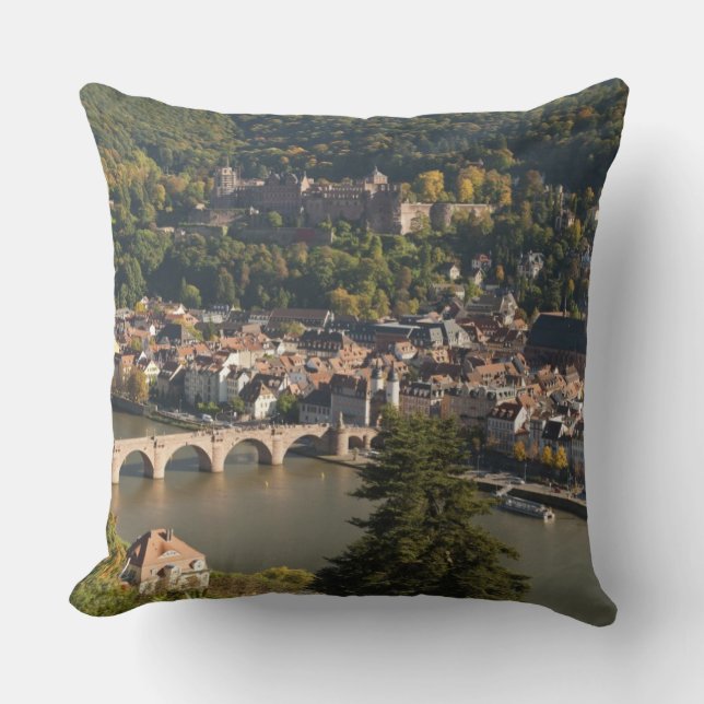 View of the Alte Brucke or Old Bridge Throw Pillow (Front)