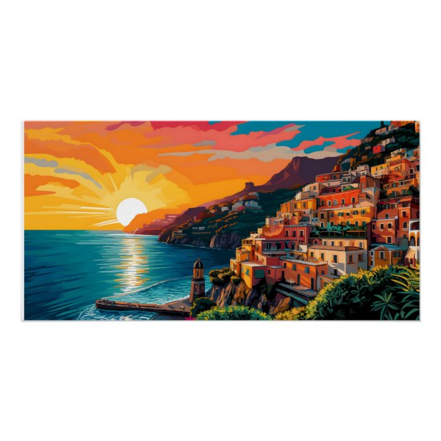 View of the Amalfi coast Italy Poster (Front)