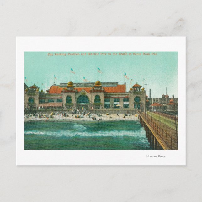 View of the Bathing Pavilion and Electric Pier Postcard (Front)
