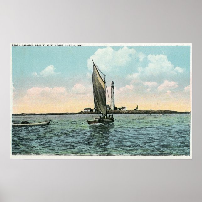 View of the Boon Island Lighthouse off York Poster (Front)