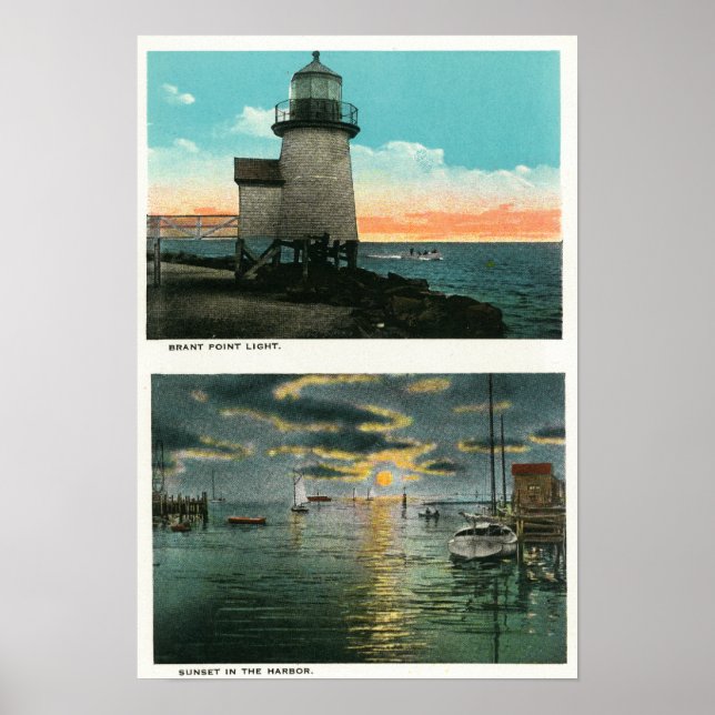 View of the Brant Point Lighthouse Poster (Front)