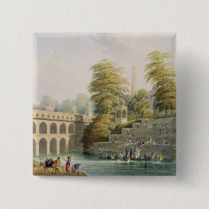 View of the Bridge near Baroda in Guzerat, from Vo 2 Inch Square Button