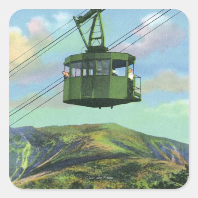 View of the Cannon Mt Tram Ascending Square Sticker (Front)