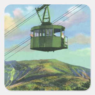 View of the Cannon Mt Tram Ascending Square Sticker