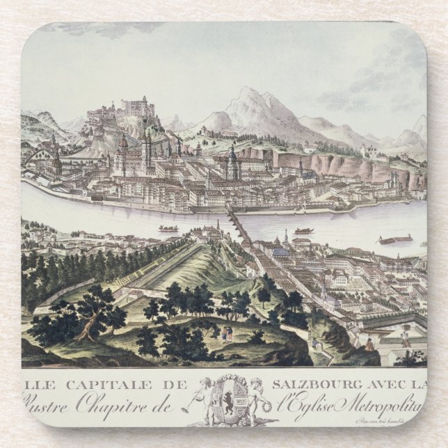 View of the Capital City and Fortress of Salzburg, Coaster (Front)