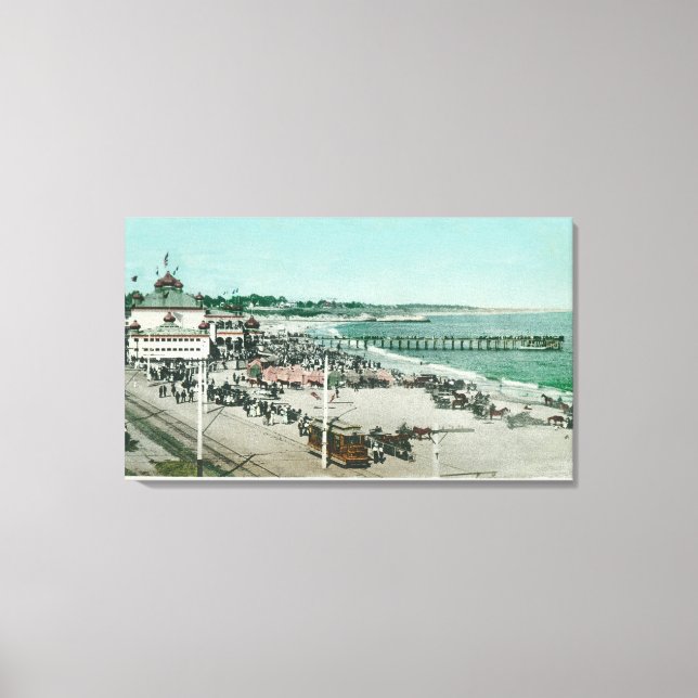 View of the Casino, Beach, and Pier Canvas Print (Front)