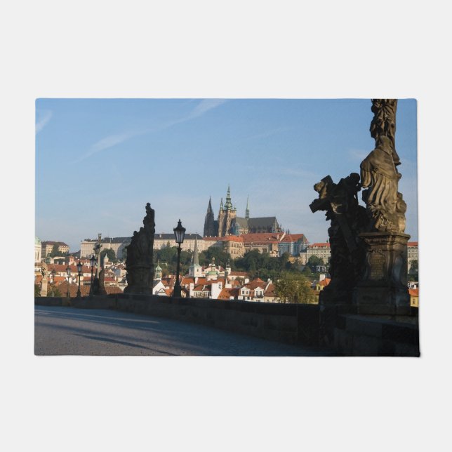 View of the Castle from Charles bridge in Prague Doormat (Front)