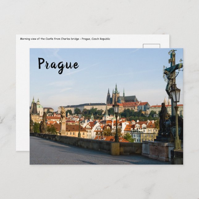 View of the Castle from Charles bridge in Prague Postcard (Front/Back)