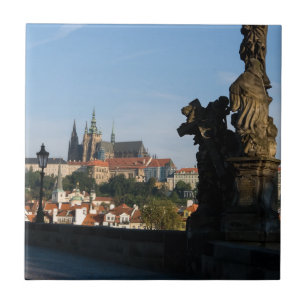 View of the Castle from Charles bridge in Prague Tile