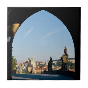 View of the Charles bridge in Prague Tile