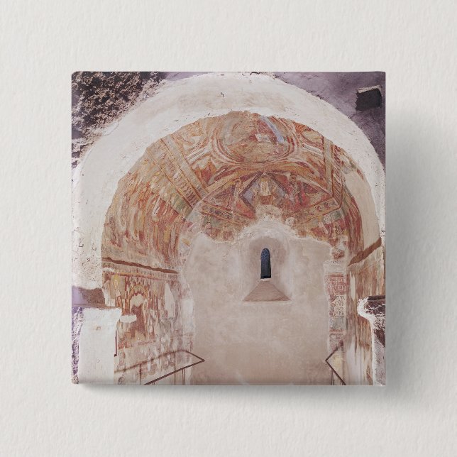 View of the choir with frescoes 2 inch square button (Front)
