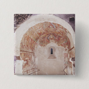 View of the choir with frescoes 2 inch square button