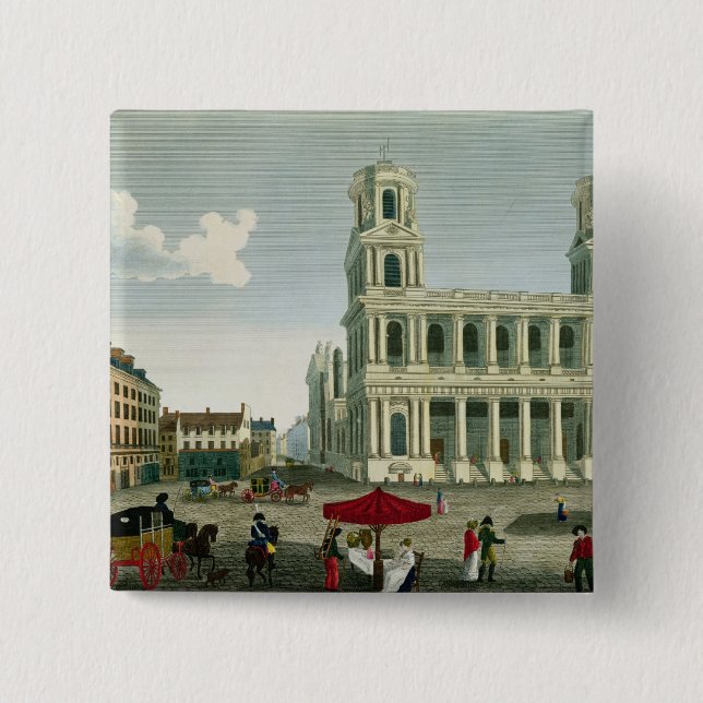 View of the Church of Saint-Sulpice 2 Inch Square Button (Front)