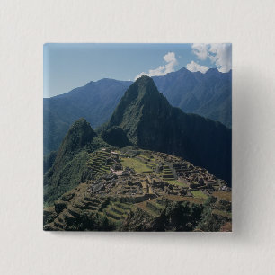 View of the citadel at Machu Picchu 2 Inch Square Button