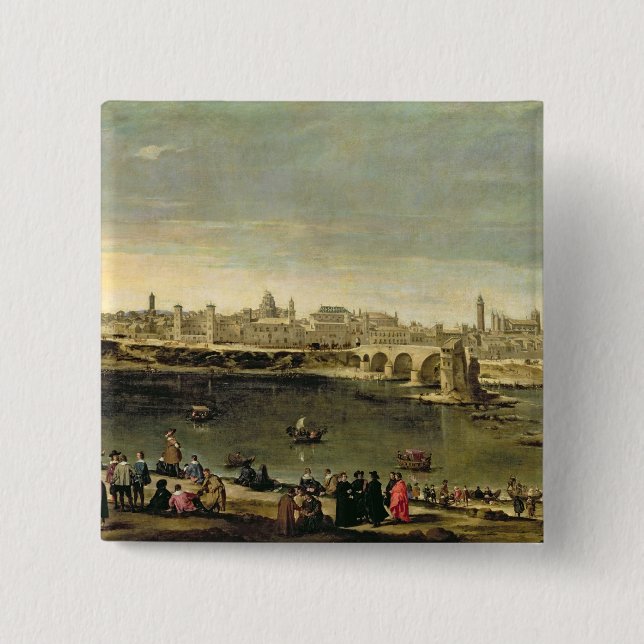 View of the City of Zaragoza 2 Inch Square Button (Front)