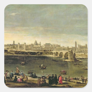 View of the City of Zaragoza Square Sticker