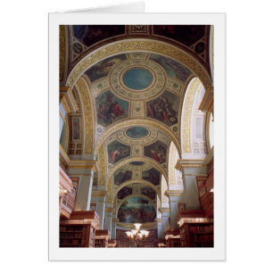 View of the coffered Library ceiling with gilded s