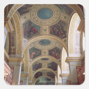 View of the coffered Library ceiling with gilded s Square Sticker