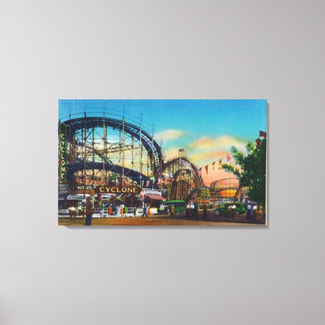 View of the Cyclone Rollercoaster # 1 Canvas Print (Front)