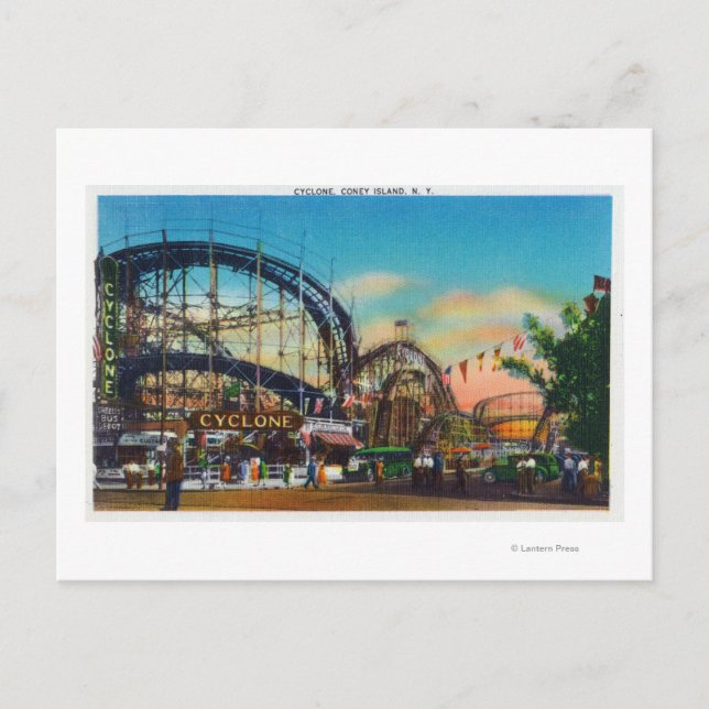 View of the Cyclone Rollercoaster # 1 Postcard (Front)