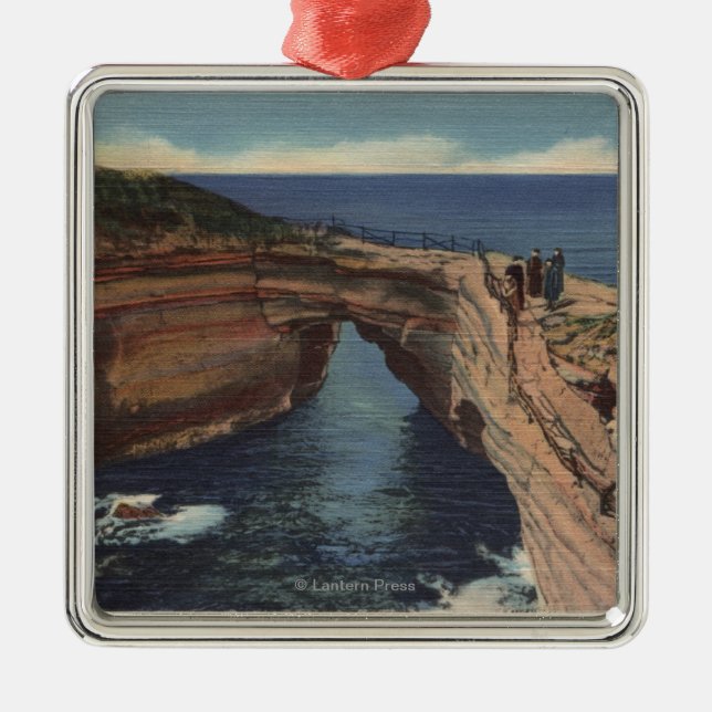 View of the Devil's Pot & the Sunset Cliffs Metal Ornament (Front)
