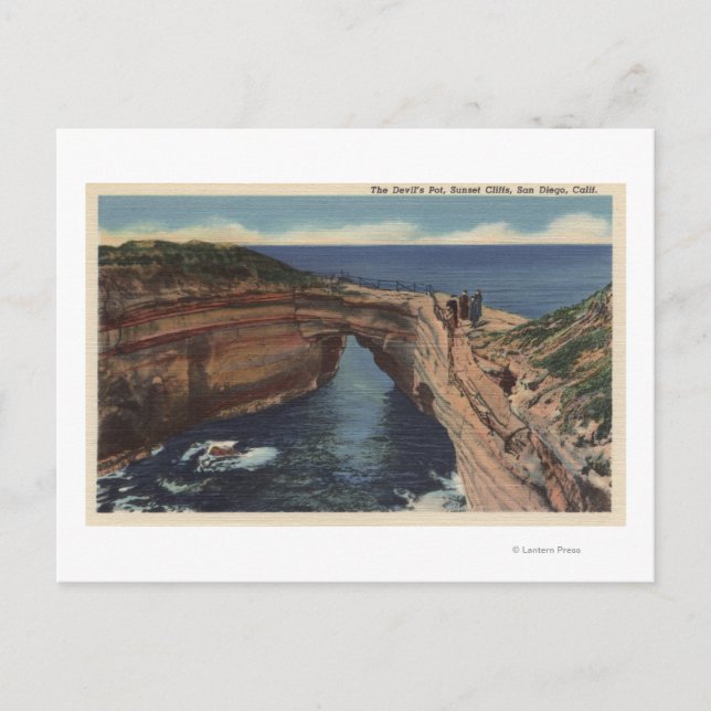 View of the Devil's Pot & the Sunset Cliffs Postcard (Front)