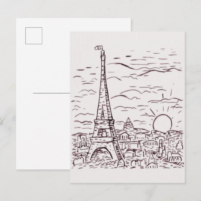 View of the Eiffel Tower in Paris Postcard (Front/Back)