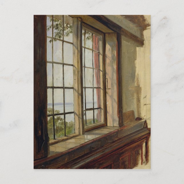 View of the Elbe through a Window, 1838 Postcard (Front)