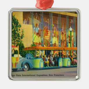 View of the Elephant Train Metal Ornament