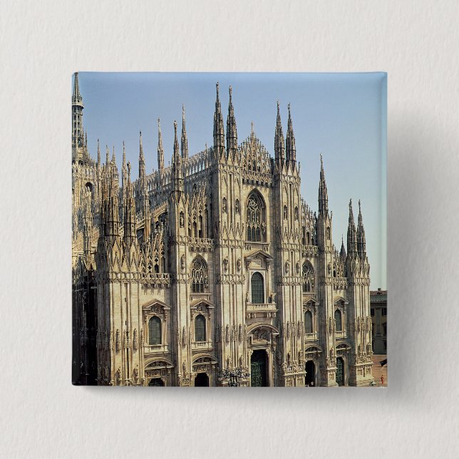 View of the facade, begun 1386 2 inch square button (Front)