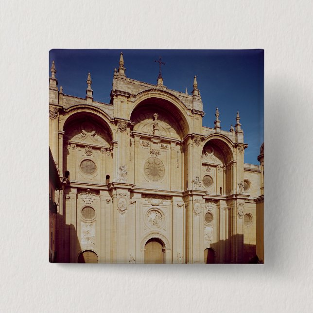 View of the facade, completed in 1667 2 inch square button (Front)