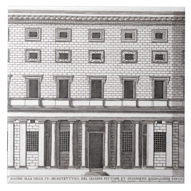 View of the facade of Palazzo Massimi alla Valle, Tile (Front)