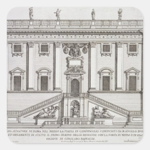 View of the facade of Palazzo Senatorio in Piazza Square Sticker