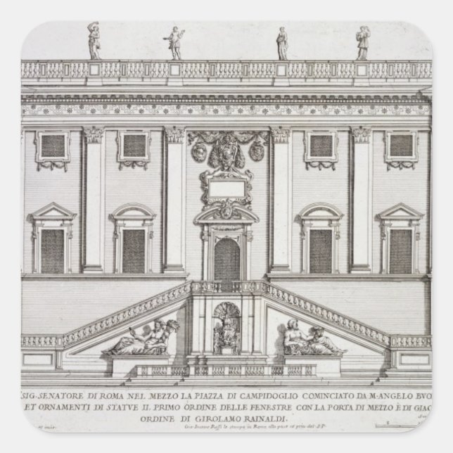 View of the facade of Palazzo Senatorio in Piazza Square Sticker (Front)