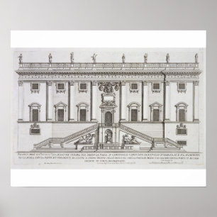 View of the facade of Palazzo Senatory in Piazza Poster
