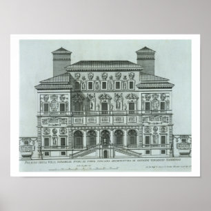 View of the facade of Villa Borghese, Rome (engrav Poster