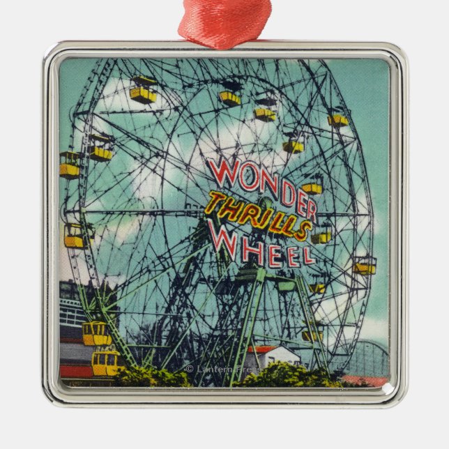 View of the Famous Wonder Ferris Wheel Metal Ornament (Front)