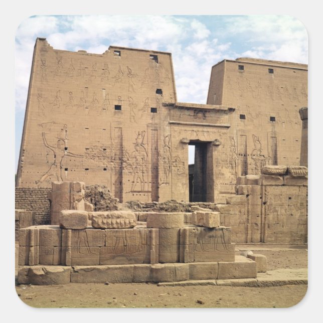 View of the first pylon of the Temple of Horus Square Sticker (Front)