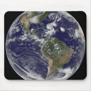 View of the full Earth and four storm systems Mouse Pad