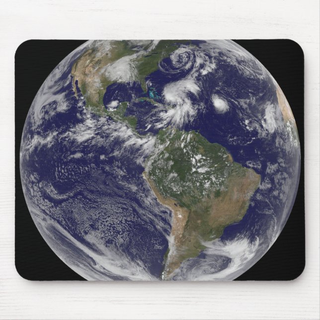 View of the full Earth and four storm systems Mouse Pad (Front)