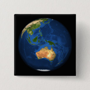 View of the full Earth showing Indonesia, Ocean 2 Inch Square Button