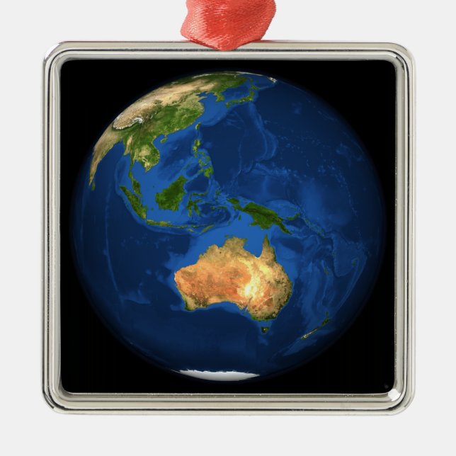 View of the full Earth showing Indonesia, Ocean Metal Ornament (Front)