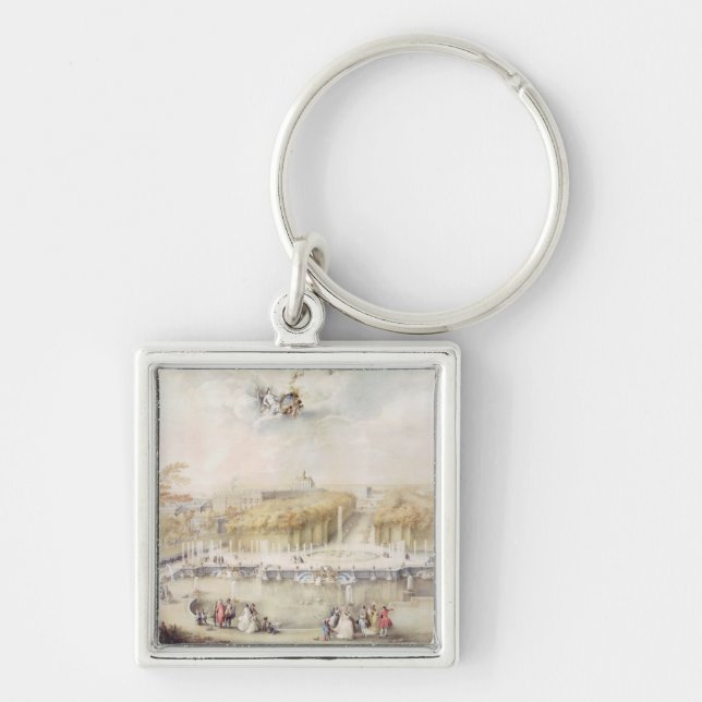 View of the Gardens and the Chateau of Versailles Keychain (Front)