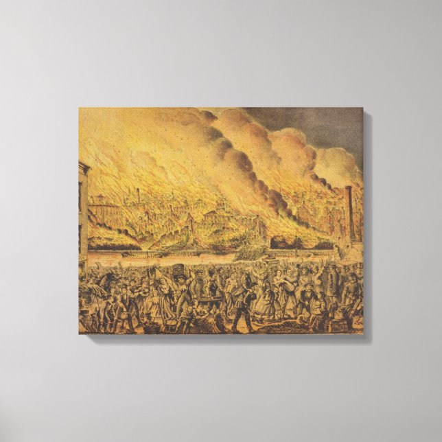View of the Great Fire of Chicago Canvas Print (Front)