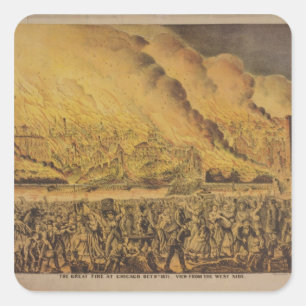 View of the Great Fire of Chicago Square Sticker