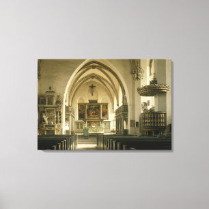 View of the interior of the church with canvas print