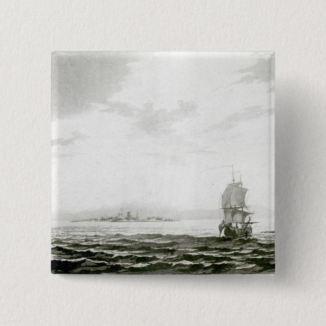View of the Island of Tappanooly 2 Inch Square Button (Front)