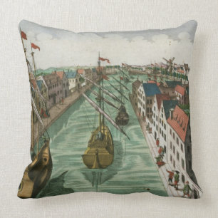 View of the Kettel Gate in Delft (engraving) Throw Pillow